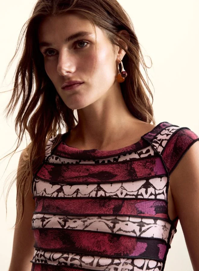 Desigual Multicolour Ruched T-shirt Designed By Mr. Christian Lacroix for Women | Best Price UAE